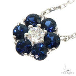 Water Sapphire Diamond Flower Necklace 67226 - Image 3