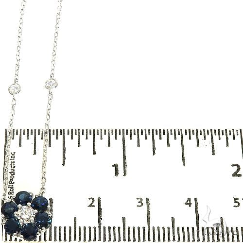 14K Gold Water Sapphire Diamond Flower Necklace, photo 6 of 6