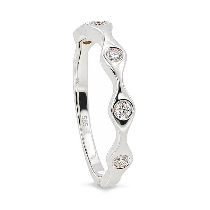 Wavy Bezel Diamond Ring, view 5