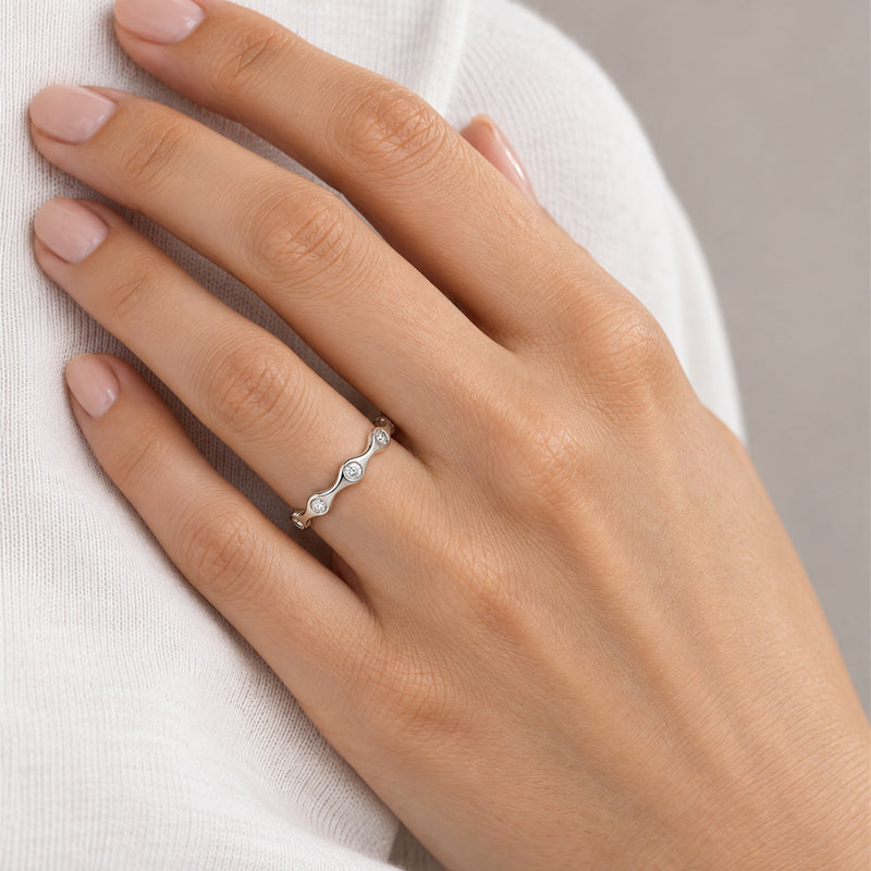 Wavy Bezel Diamond Ring, view 7