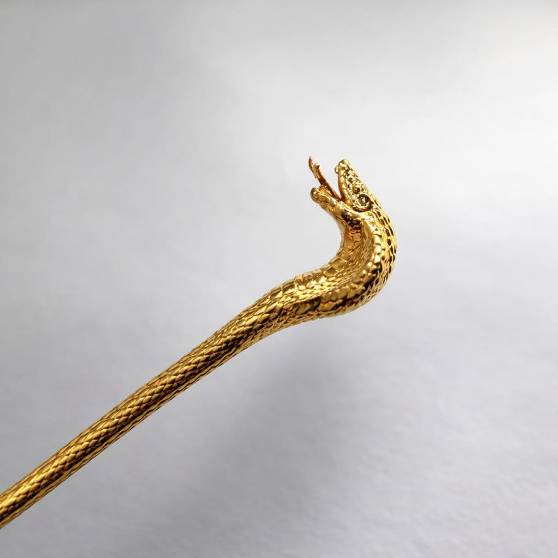 24K gold cobra pendant with textured snake scales and raised hood design