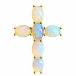 Mini spiritual cross pendant set with oval opal stones in prong settings