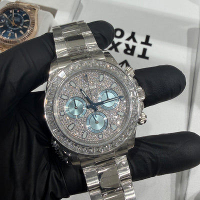 Rolex Cosmograph Daytona 40mm | Platinum | Diamond Pave Ice Blue Subdial Dial | 116576TBR | 71351