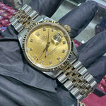Rolex DateJust 36mm | Two Tone Yellow Gold | Champagne Diamond Dial | 16233