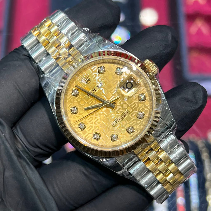 Rolex DateJust 36mm | Two Tone Yellow Gold | Champagne Diamond Computer Dial | 116233
