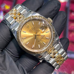 Rolex DateJust 36mm | Two Tone Yellow Gold | Champagne Stick Dial | 116233