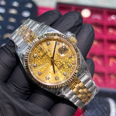 Rolex DateJust 36mm | Two Tone Yellow Gold | Champagne Diamond Computer Dial | 116233
