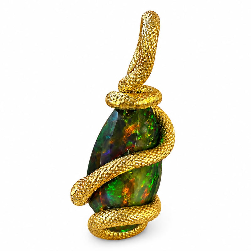 One of One 24K Gold Opal Snake Pendant 71504
