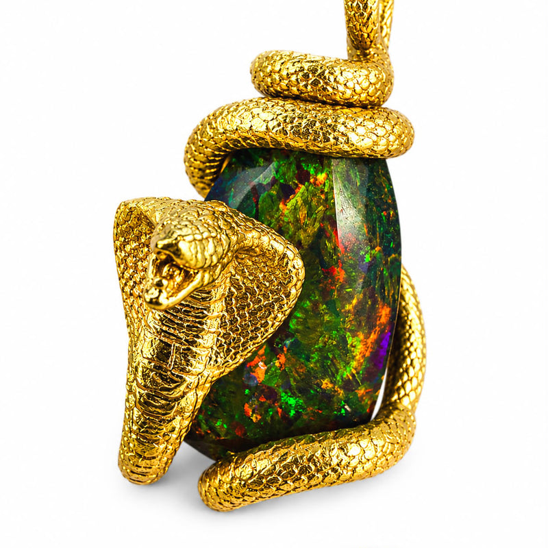 One of One 24K Gold Opal Snake Pendant 71504
