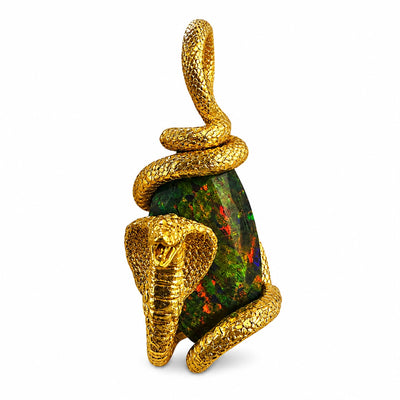 One of One 24K Gold Opal Snake Pendant 71504