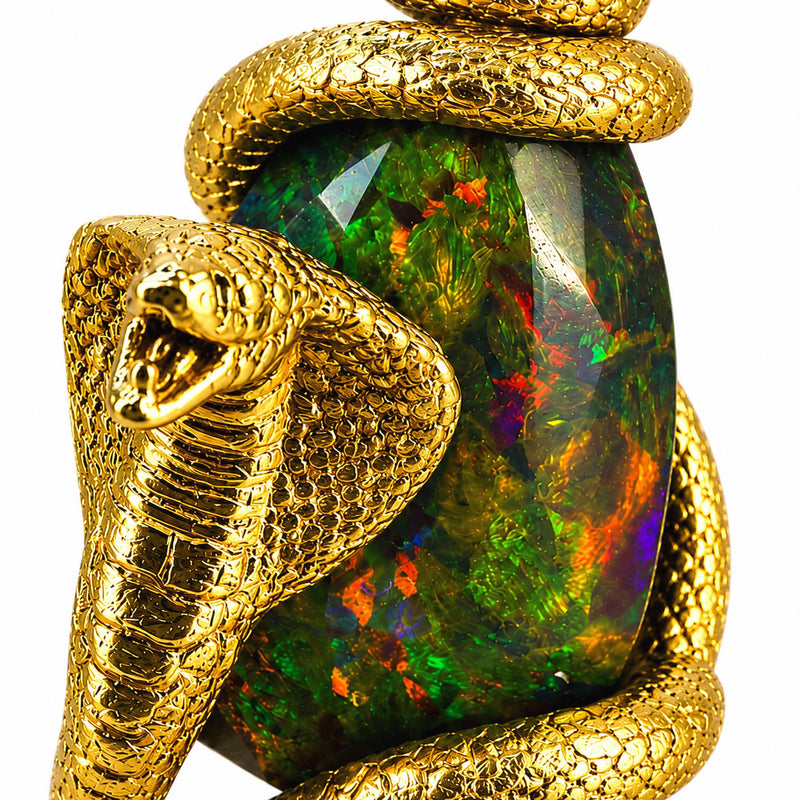 One of One 24K Gold Opal Snake Pendant 71504