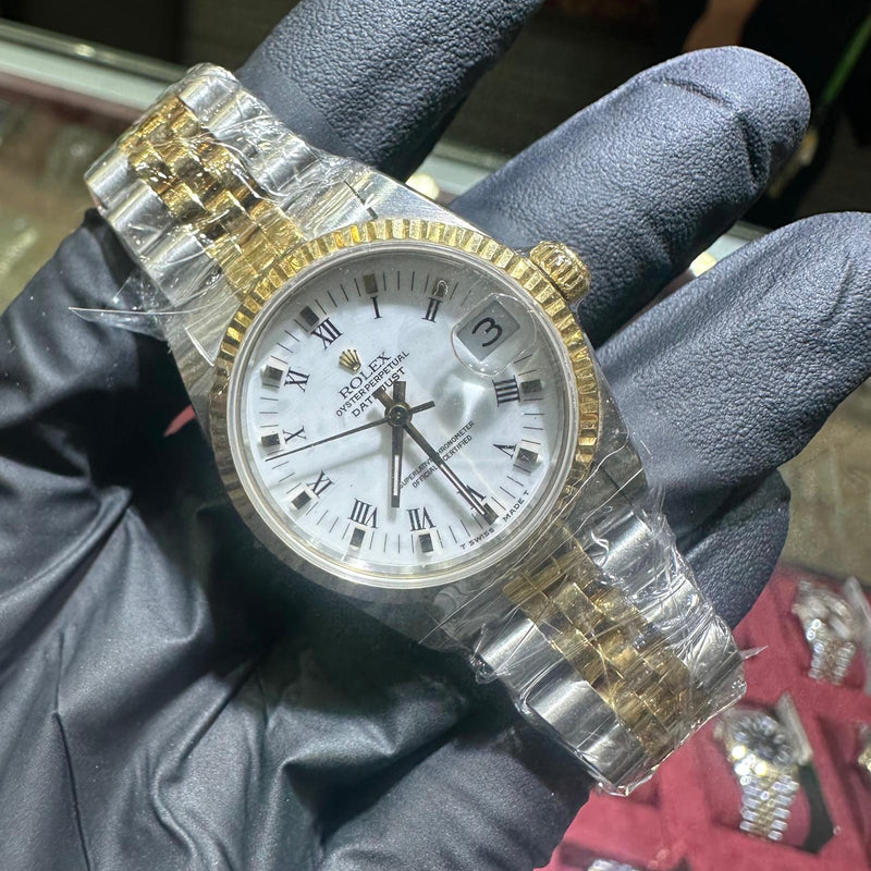 Rolex DateJust 31mm | Two Tone Yellow Gold | White Roman Dial 71562