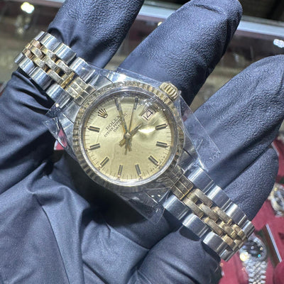 Rolex DateJust 26mm | Two Tone Yellow Gold | Champagne Stick Dial