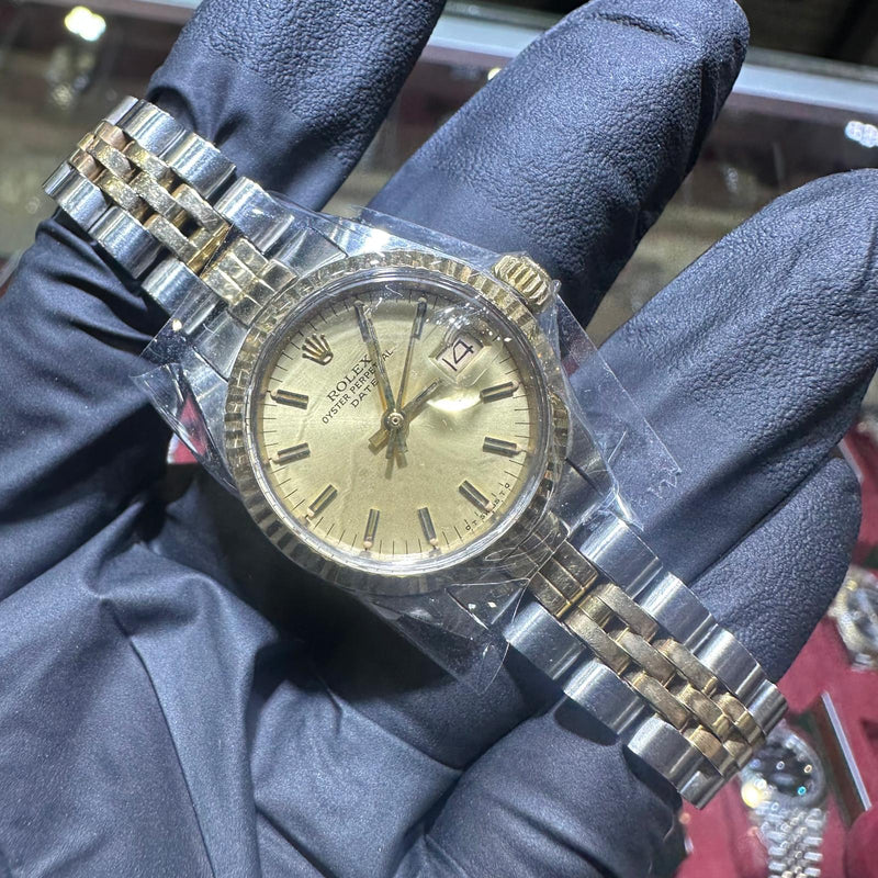 Rolex DateJust 26mm | Two Tone Yellow Gold | Champagne Stick Dial