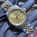 Rolex DateJust 31mm | Two Tone Yellow Gold | Champagne Stick Dial