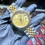 Rolex DateJust 36mm | Two Tone Yellow Gold | Champagne Stick Dial | REF: 16013