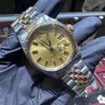 Rolex DateJust 36mm | Two Tone Yellow Gold | Champagne Stick Dial | REF: 16013