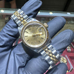 Rolex DateJust 26mm | Two Tone Yellow Gold | Champagne Stick Dial | REF: 69173