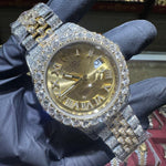 Rolex DateJust 41mm | Two Tone Yellow Gold | Champagne Roman Dial | Iced Out 71573