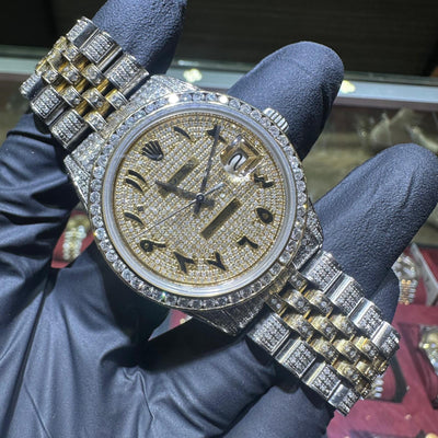 Rolex DateJust 36mm | Two Tone Yellow Gold | Iced Out Arabic Dial 71576