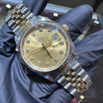 Rolex DateJust 36mm | Two Tone Yellow Gold | Champagne Diamond Dial | REF: 16233