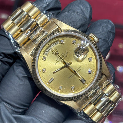 Rolex Day-Date 36mm | 18K Yellow Gold | Champagne Diamond Dial | REF: 18038