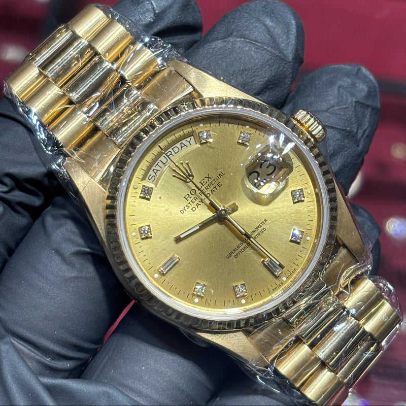 Rolex Day-Date 36mm | 18K Yellow Gold | Champagne Diamond Dial | REF: 18038