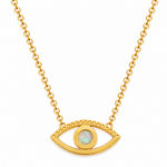 Evil eye necklace with natural opal center and natural diamond accents