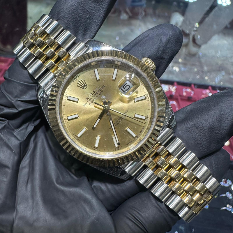 2019 Rolex Datejust 41mm | Two-Tone Stainless Steel and 18K Yellow Gold | Champagne Stick Dial | REF: 126333