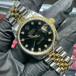 1987 Rolex Lady Datejust 31mm | Two-Tone Stainless Steel and 18K Yellow Gold | Black Diamond Dial | REF: 68273