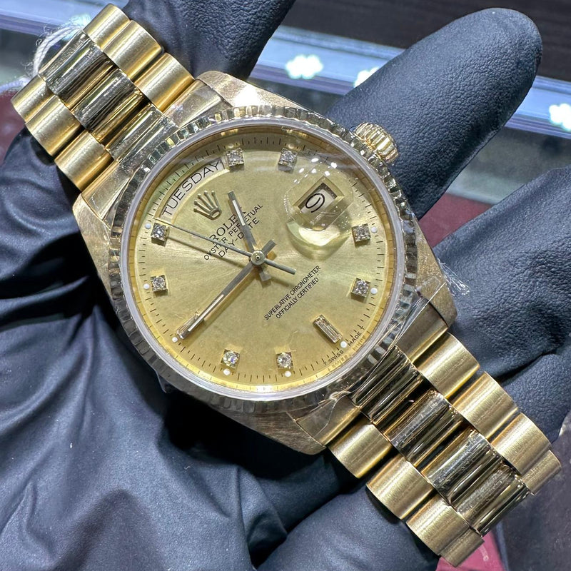 Rolex Day-Date 36mm | 18K Yellow Gold | Champagne Diamond Dial | REF: 18038