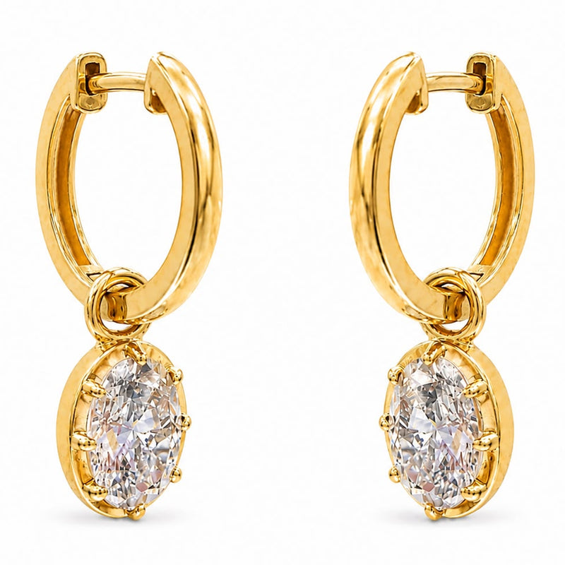 Georgian Oval Drop Hoop Earrings 71734
