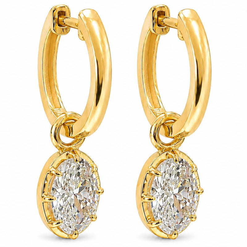 Georgian Oval Drop Hoop Earrings 71734