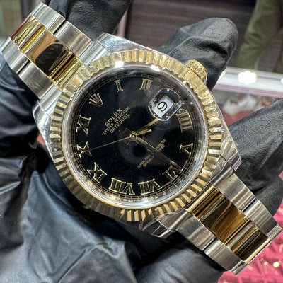 2012 Rolex Datejust 41mm | Two-Tone Stainless Steel and 18K Yellow Gold | Black Roman Dial | REF: 116333