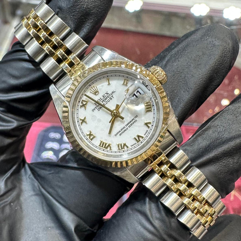 1999 Rolex Lady Datejust 26mm | Two-Tone Stainless Steel and 18K Yellow Gold | White Roman Dial | REF: 69173