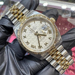 Rolex Datejust 36mm | Two-Tone Stainless Steel and 18K Yellow Gold | Beige Pyramid Roman Dial | REF: 116233