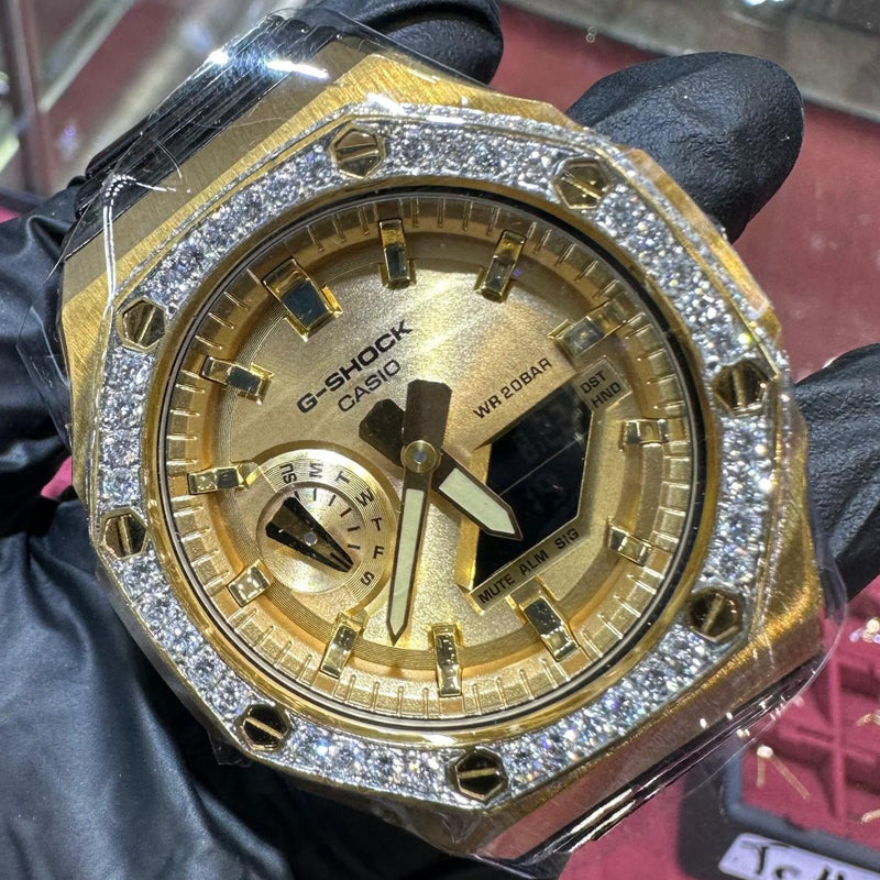 2025 Casio G-Shock "CasiOak" 45.4mm | Yellow Gold Tone Stainless Steel | Gold Dial | REF: GA-2100GB