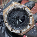 2026 Casio G-Shock "CasiOak" 45.4mm | Rose Gold Tone Stainless Steel | Black Dial | REF: GA-2100
