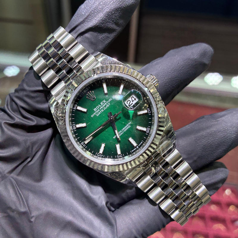 2026 Rolex Datejust 41mm | Stainless Steel | Green Ombre Stick Dial | REF: 126334