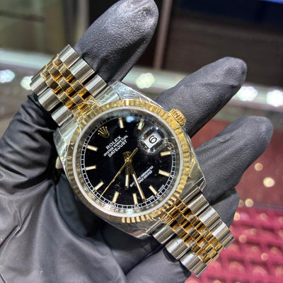2011 Rolex Datejust 36mm | Two-Tone Stainless Steel and 18K Yellow Gold | Black Stick Dial | REF: 116233