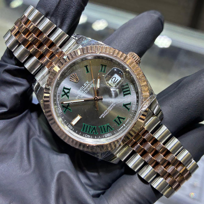 2023 Rolex Datejust 41mm | Two-Tone Stainless Steel and 18K Everose Gold | Wimbledon Dial