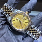Rolex Datejust 36mm | Champagne Stick Dial | Two Tone Yellow Gold