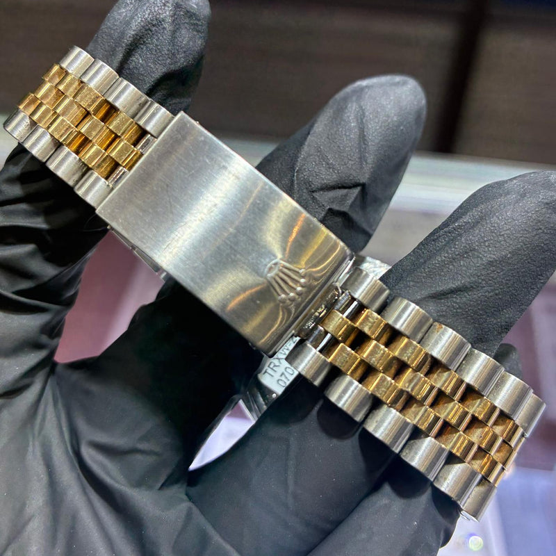 Rolex Datejust 36mm | Two Tone Yellow Gold | Champagne Linen Stick Dial