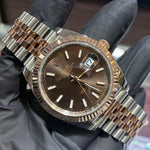 2025 Rolex Datejust 41mm | Two-Tone Stainless Steel and 18K Everose Gold | Chocolate Stick Dial