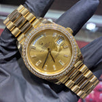 2020 Rolex Day-Date 40mm | 18K Yellow Gold | Factory Diamond Bezel and Champagne Baguette Dial