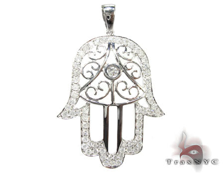 White Gold Hamsa Diamond Pendant 25012 - Image 1