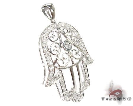 White Gold Hamsa Diamond Pendant 25012 - Image 2