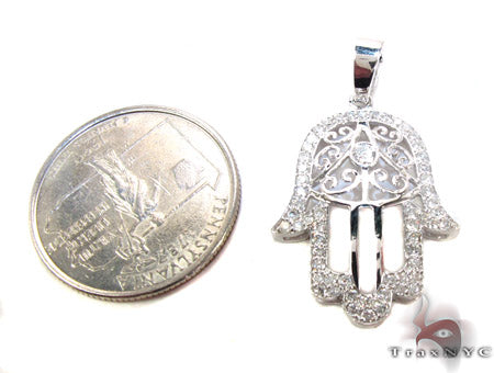 White Gold Hamsa Diamond Pendant 25012 - Image 5