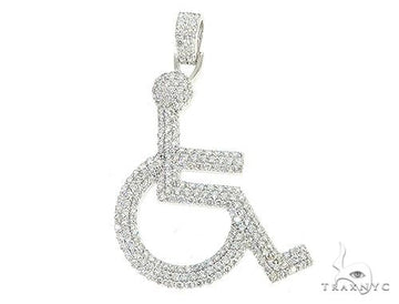 Custom white gold handicap figure pendant – three-quarter view showing sculpted silhouette detail