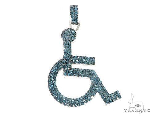 Diamond handicap figure pendant in white gold – front-facing silhouette showing full stone coverage